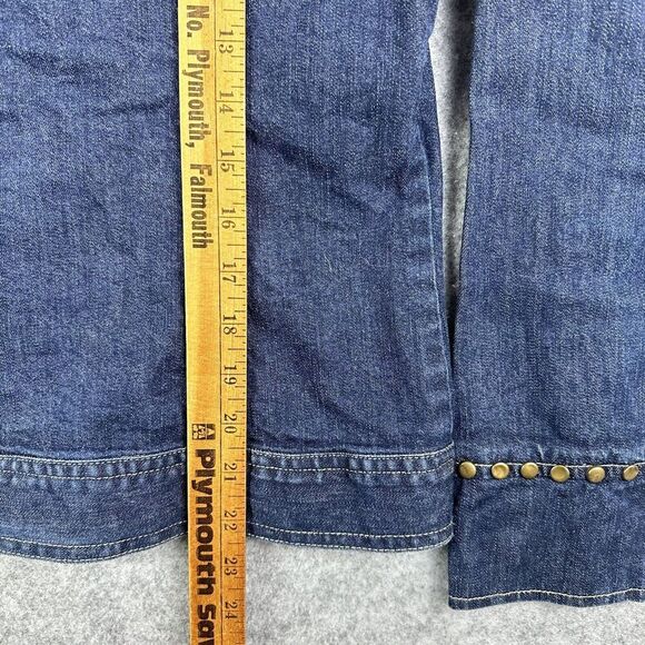 Studio West Denim Jean Jacket Womens M Blue Dark Wash Studded Western Trucker* - Picture 12 of 15